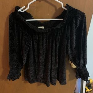 Off shoulder velvet Alter’d State shirt